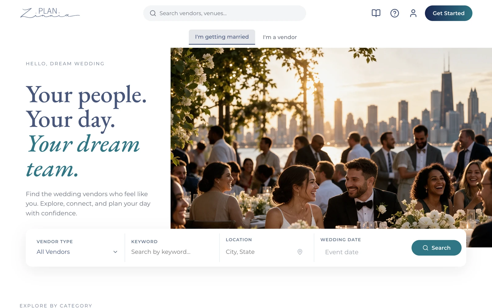 Plan Zinnia marketplace homepage and vendor search